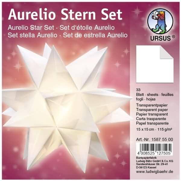 Faltblätter Aurelio Stern Transparentpapier 115g/qm 15x15cm 33 Blatt weiß
