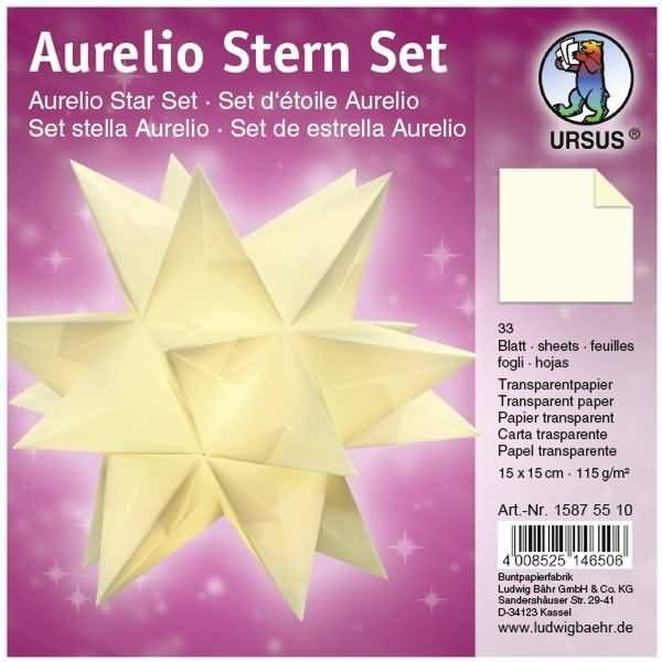 Faltblätter Aurelio Stern Transparentpapier 115g/qm 15x15cm 33 Blatt creme
