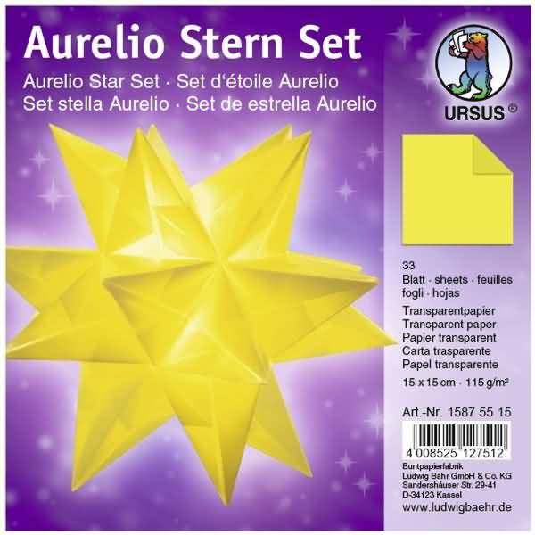 Faltblätter Aurelio Stern Transparentpapier 115g/qm 15x15cm 33 Blatt gelb