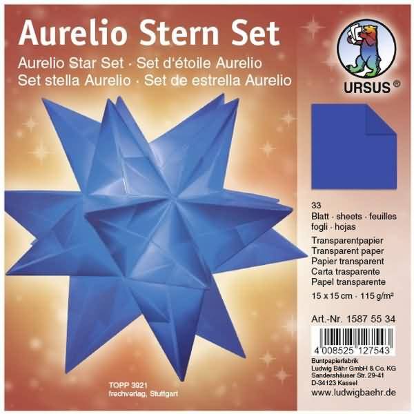 Faltblätter Aurelio Stern Transparentpapier 115g/qm 15x15cm 33 Blatt blau