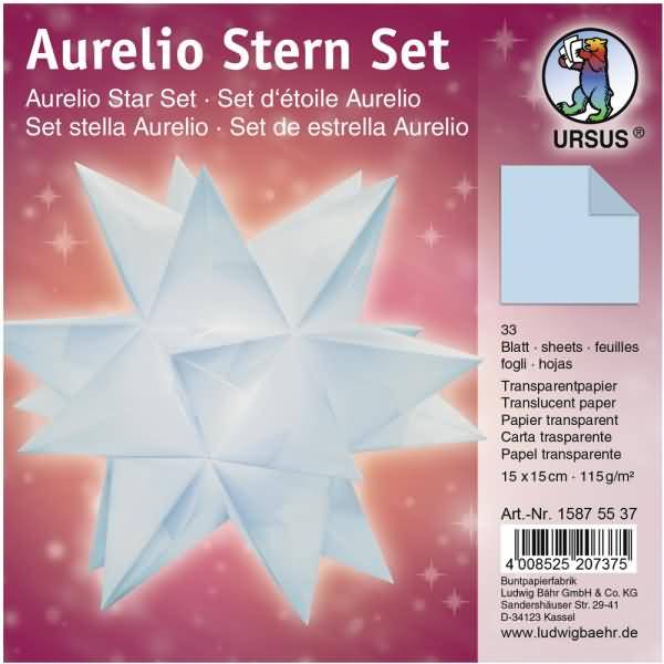 Faltblätter Aurelio Stern Transparentpapier 115g/qm 15x15cm 33 Blatt hellblau