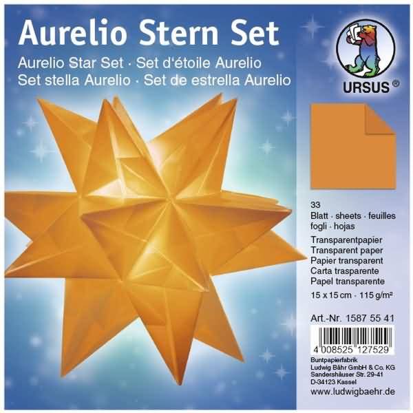 Faltblätter Aurelio Stern Transparentpapier 115g/qm 15x15cm 33 Blatt orange