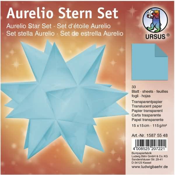 Faltblätter Aurelio Stern Transparentpapier 115g/qm 15x15cm 33 Blatt petrol