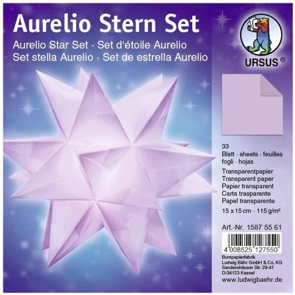 Faltblätter Aurelio Stern Transparentpapier 115g/qm 15x15cm 33 Blatt lila