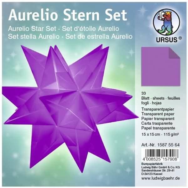 Faltblätter Aurelio Stern Transparentpapier 115g/qm 15x15cm 33 Blatt aubergine