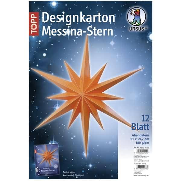 Desingkarton Messina Abendstern 180g/qm 21x29,7cm orange/silber