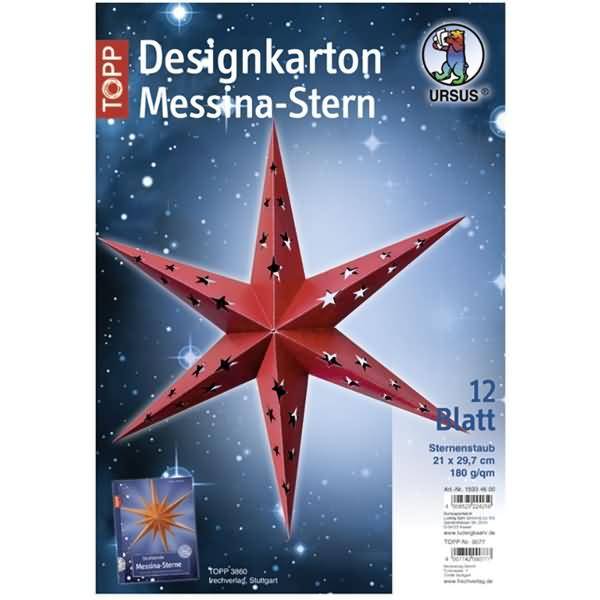 Desingkarton Messina Abendstern 180g/qm 21x29,7cm rot/glitter