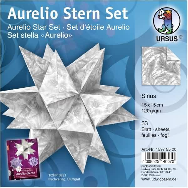 Faltblätter Aurelio Stern Sirius 120g/qm 15x15cm silber/silber