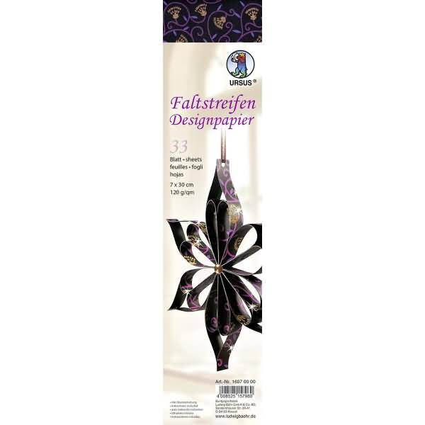 Faltstreifen Designpapier 120g/qm 7x30cm 33 Blatt Indian Style Shiva