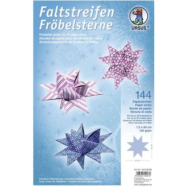 Faltstreifen Fröbelsterne 120g/qm 2x60cm 144 Streifen 12 Papiersorten