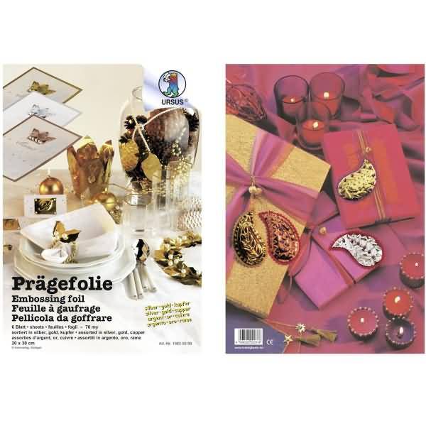 Prägefolie 70my 20x30cm VE=6 Blatt 3 Farben sortiert