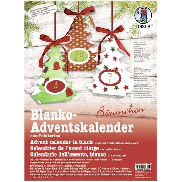 Adventskalender-Set Geschenkboxen blanko Bäumchen 11,5x13,5x5,5cm