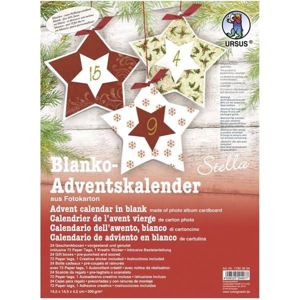 Adventskalender-Set Geschenkboxen blanko Stella 14,5x14,5x4,5cm