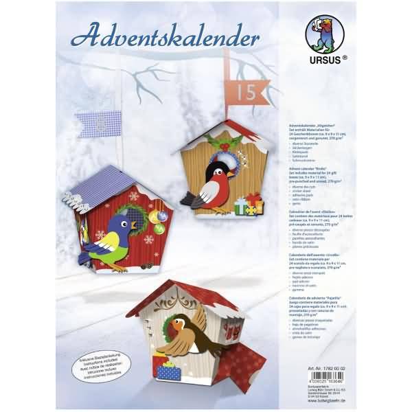 Adventskalender-Set Geschenkboxen Vögelchen 9x9x11cm