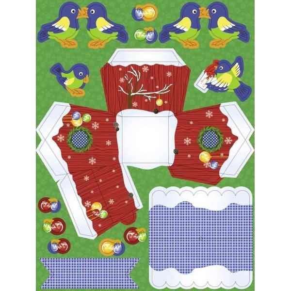 Adventskalender-Set Geschenkboxen Vögelchen 9x9x11cm