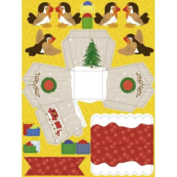 Adventskalender-Set Geschenkboxen Vögelchen 9x9x11cm