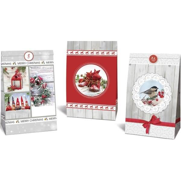 Adventskalender-Set Geschenktüten Winter 12x19x6cm