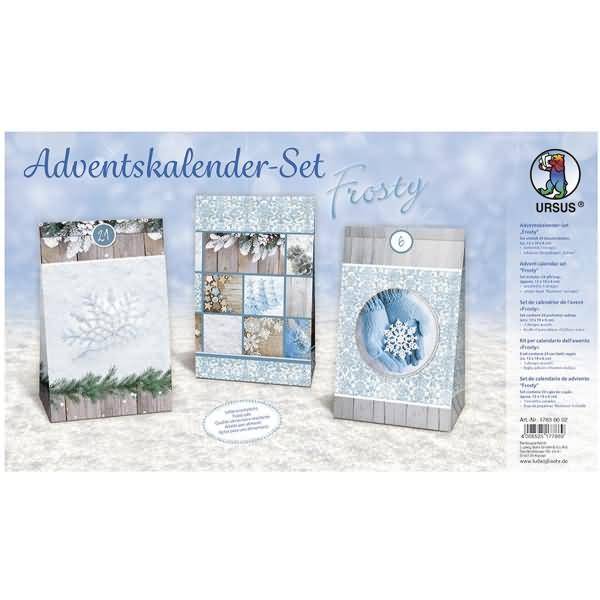 Adventskalender-Set Geschenktüten Frosty 12x19x6cm