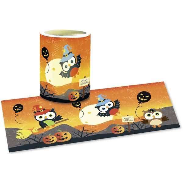 Laternenzuschnitte Halloween Eulen Transparentpapier 115g/qm 20x50cm VE=25 Blatt