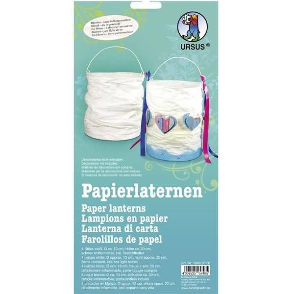Papierlaterne Mini blanko Höhe 17-19cm Durchmesser 13cm weiß VE=4 Stück