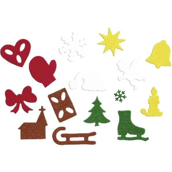 Filz-Stanzteile Weihnachten 150g/qm 5 Farben VE=175 Teile