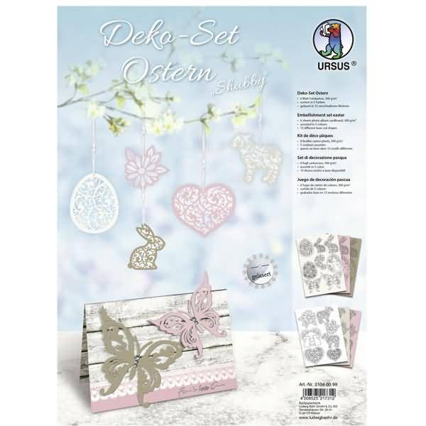 Deko-Set Ostern 'Shabby' 6 Blatt Fotokarton 300g/qm sortiert