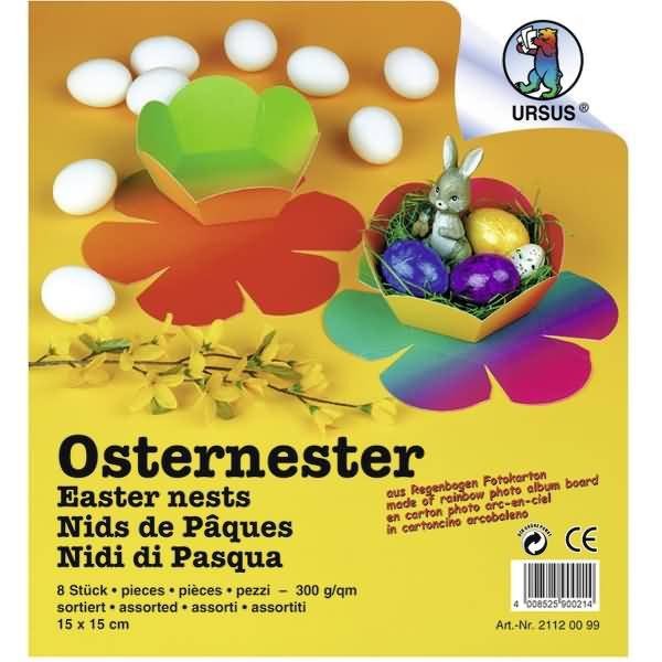 Regenbogen-Fotokarton Ostenest 15x15cm 6-eckig VE=8 Stück