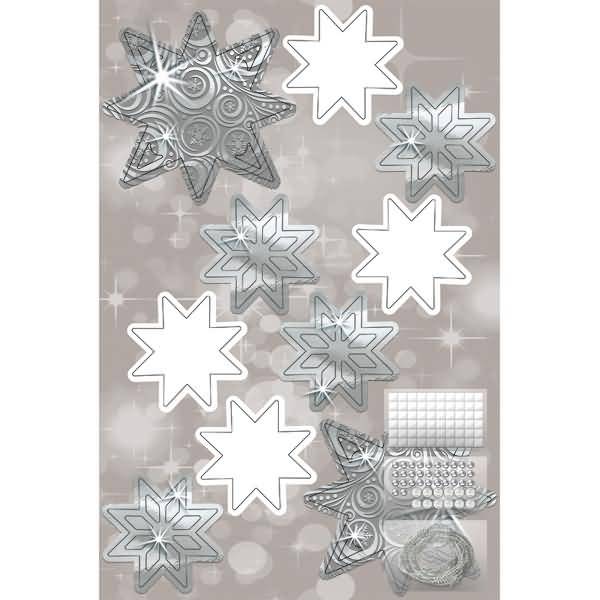 Bastelset 3D Paper Decoration Sterne silber