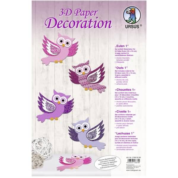 Bastelset 3D Paper Decoration Eulen I