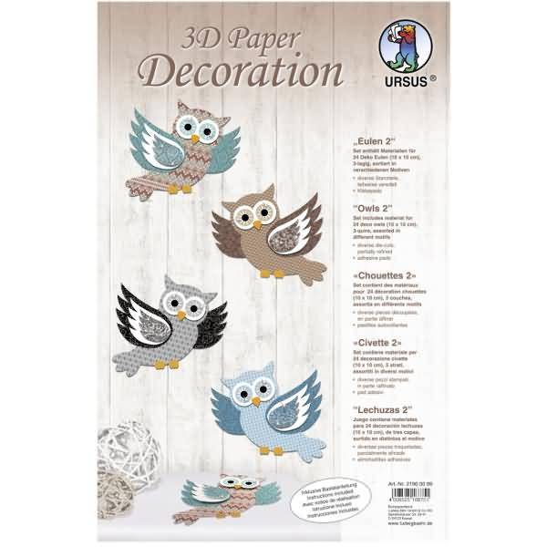Bastelset 3D Paper Decoration Eulen II