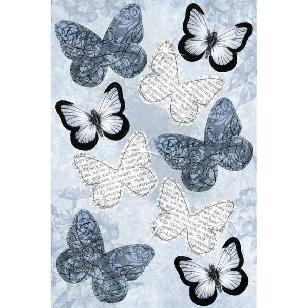 Deko Schmetterlinge 'Shabby aqua' Set für 24 Deko Schmetterlinge 8,5 x 7cm