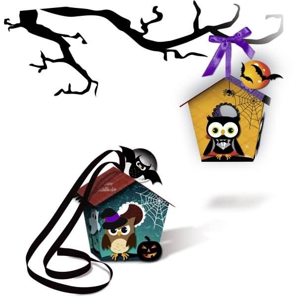 Paper Spooky Houses 'Eulen' 7,5x7,5x9,5cm