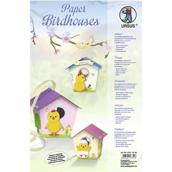 Paper Birdhouses 'Küken' Set für 2 große und 8 kleine Vogelhäuschen