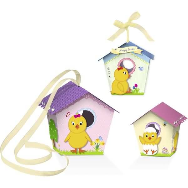 Paper Birdhouses 'Küken' Set für 2 große und 8 kleine Vogelhäuschen