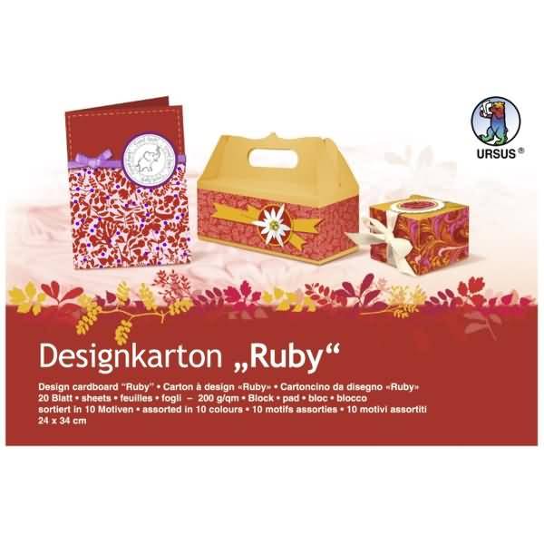 Designkarton Block Ruby 200g/qm 24x34cm VE=20 Blatt sortiert
