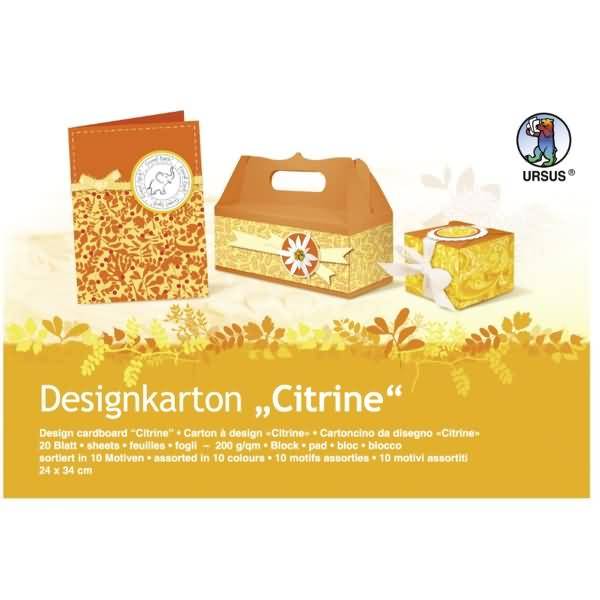 Designkarton Block Citrine 200g/qm 24x34cm VE=20 Blatt sortiert