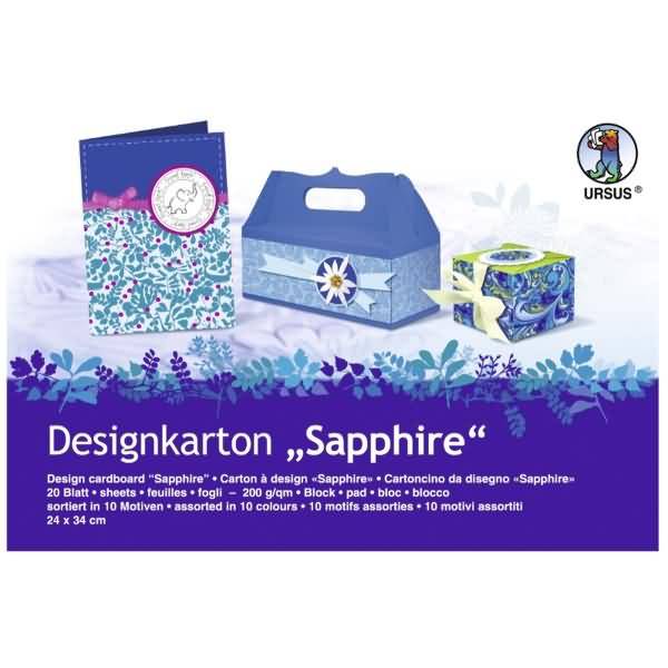 Designkarton Block Sapphire 200g/qm 24x34cm VE=20 Blatt sortiert