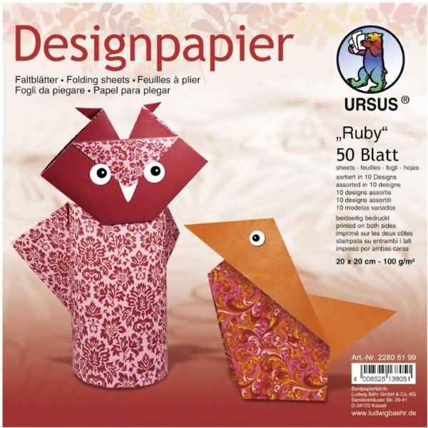 Desinpapier Faltblätter 'Ruby' 100g/qm 20x20cm VE=50 Blatt sortiert 10 Designs