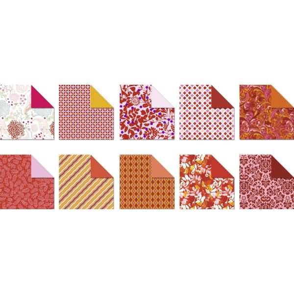 Desinpapier Faltblätter 'Ruby' 100g/qm 15x15cm VE=50 Blatt sortiert 10 Designs