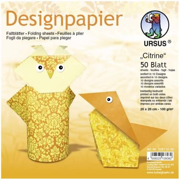 Desinpapier Faltblätter 'Citrine' 100g/qm 20x20cm VE=50 Blatt sortiert 10 Designs