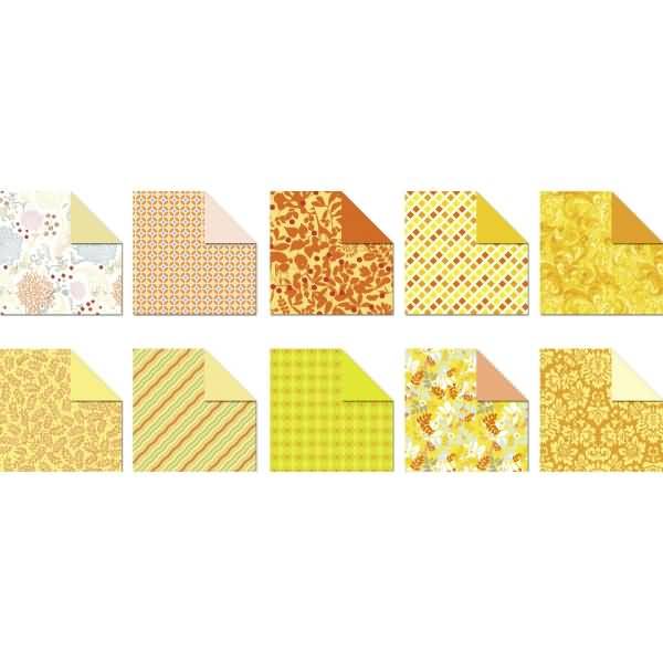 Desinpapier Faltblätter 'Citrine' 100g/qm 15x15cm VE=50 Blatt sortiert 10 Designs