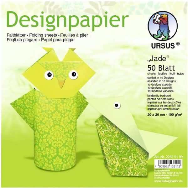 Desinpapier Faltblätter 'Jade' 100g/qm 20x20cm VE=50 Blatt sortiert 10 Designs