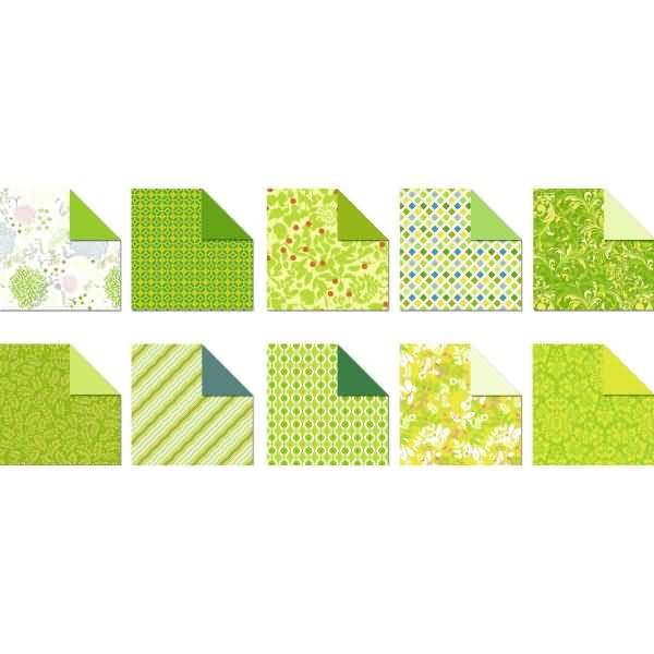 Desinpapier Faltblätter 'Jade' 100g/qm 10x10cm VE=50 Blatt sortiert 10 Designs