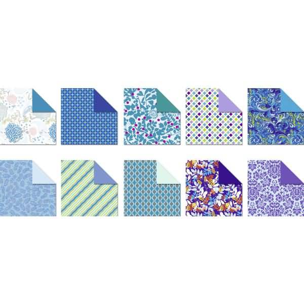 Desinpapier Faltblätter 'Sapphire' 100g/qm 20x20cm VE=50 Blatt sortiert 10 Designs