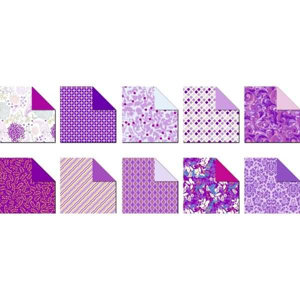 Desinpapier Faltblätter 'Amethyst' 100g/qm 10x10cm VE=50 Blatt sortiert 10 Designs