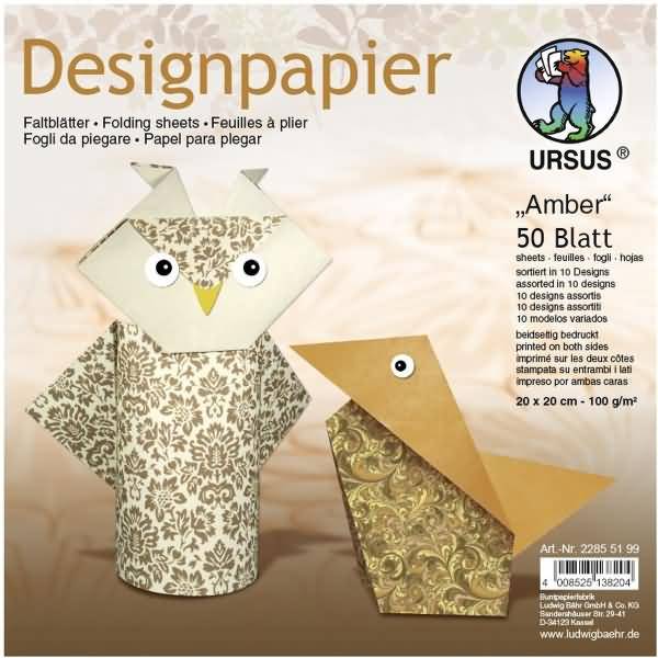Desinpapier Faltblätter 'Amber' 100g/qm 10x10cm VE=50 Blatt sortiert 10 Designs