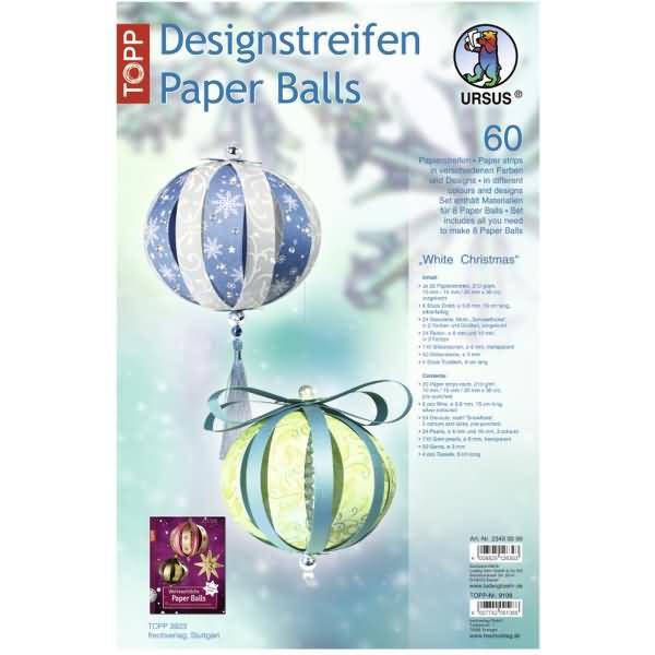 Bastelset Designstreifen Paper Balls White Christmas