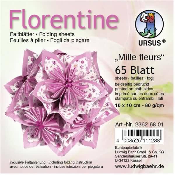 Faltblätter Florentien 'Millefleurs' 80g/qm 10cm rund VE=65 Blatt Motiv 1
