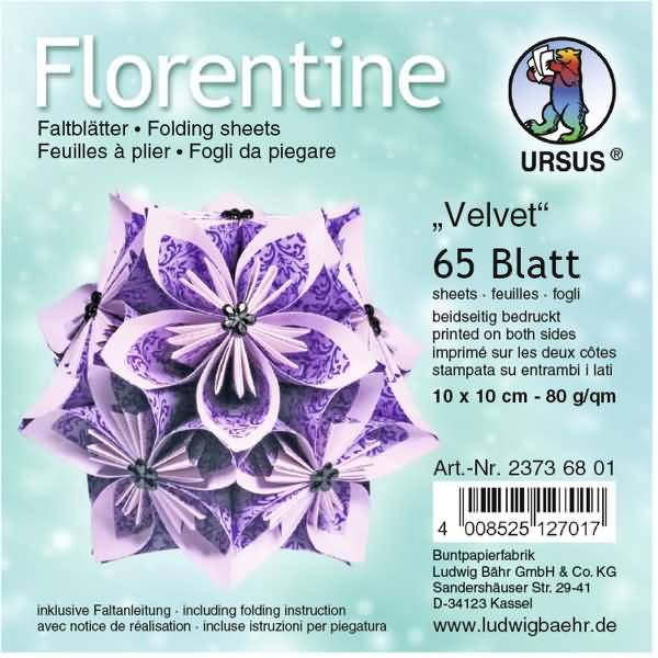 Faltblätter Florentine Velvet 10x10cm