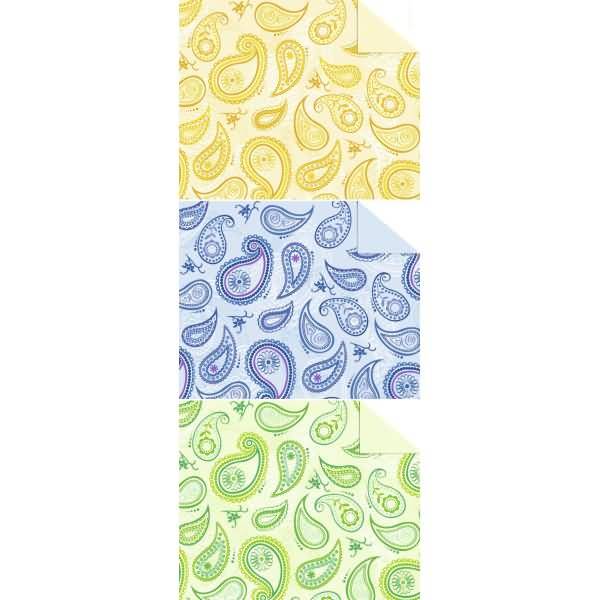 Tonkarton 220g/qm 49,5x68cm VE=10 Bogen Paisley 3 Farben sortiert